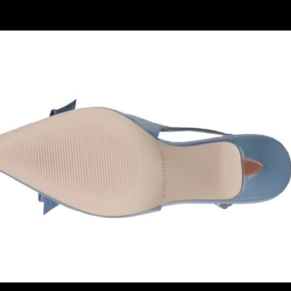 Marc Fisher RAYMA Pump Slingback Heels Patent 10M NWT Light Blue BOW $99 NIB - Picture 6 of 10